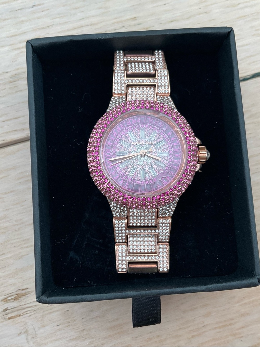 Michael Kors Rose Gold Watch with Pink Crystal Accents